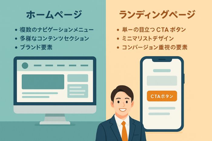 ランディングページとホームページの基本的な違い
