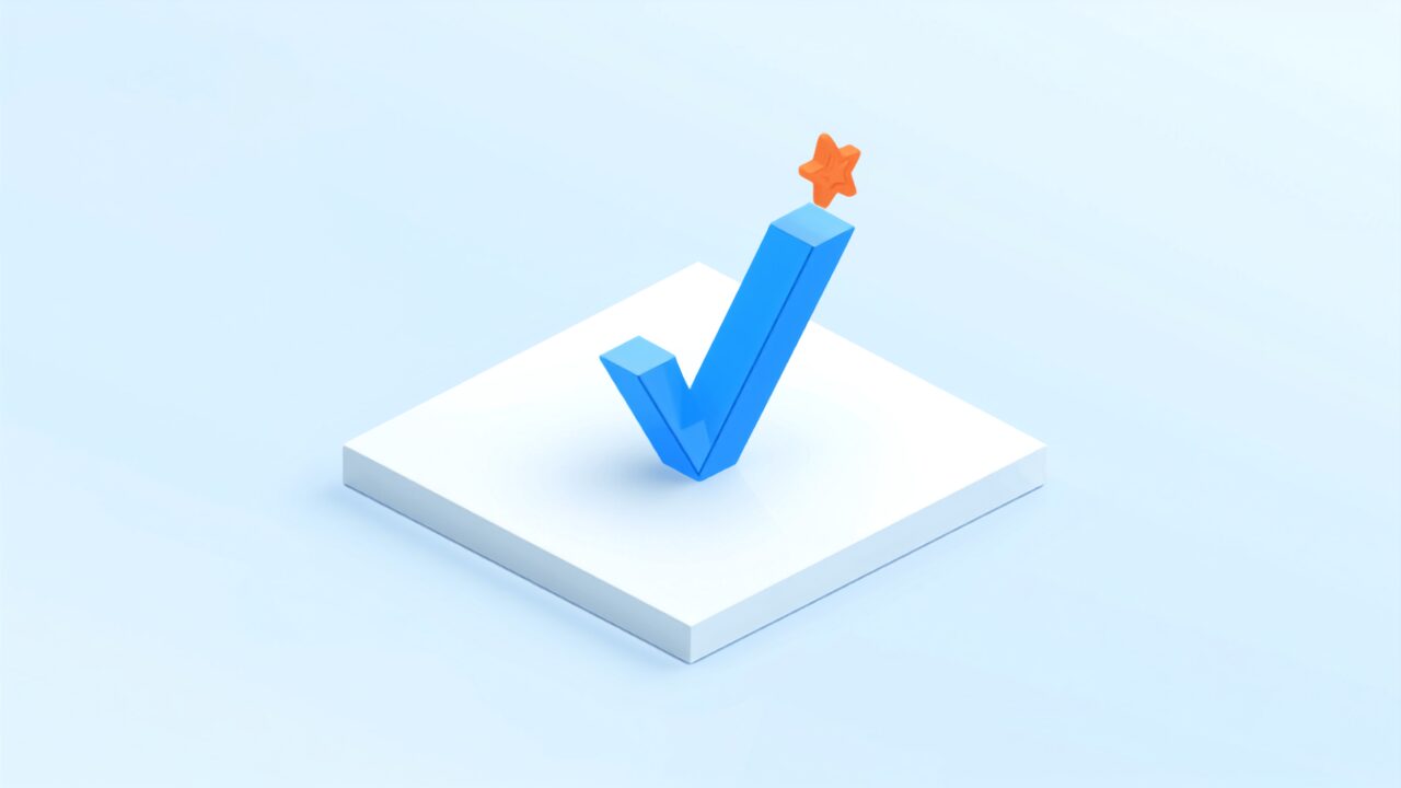 高品質なコンテンツを表すチェックマークのイラスト