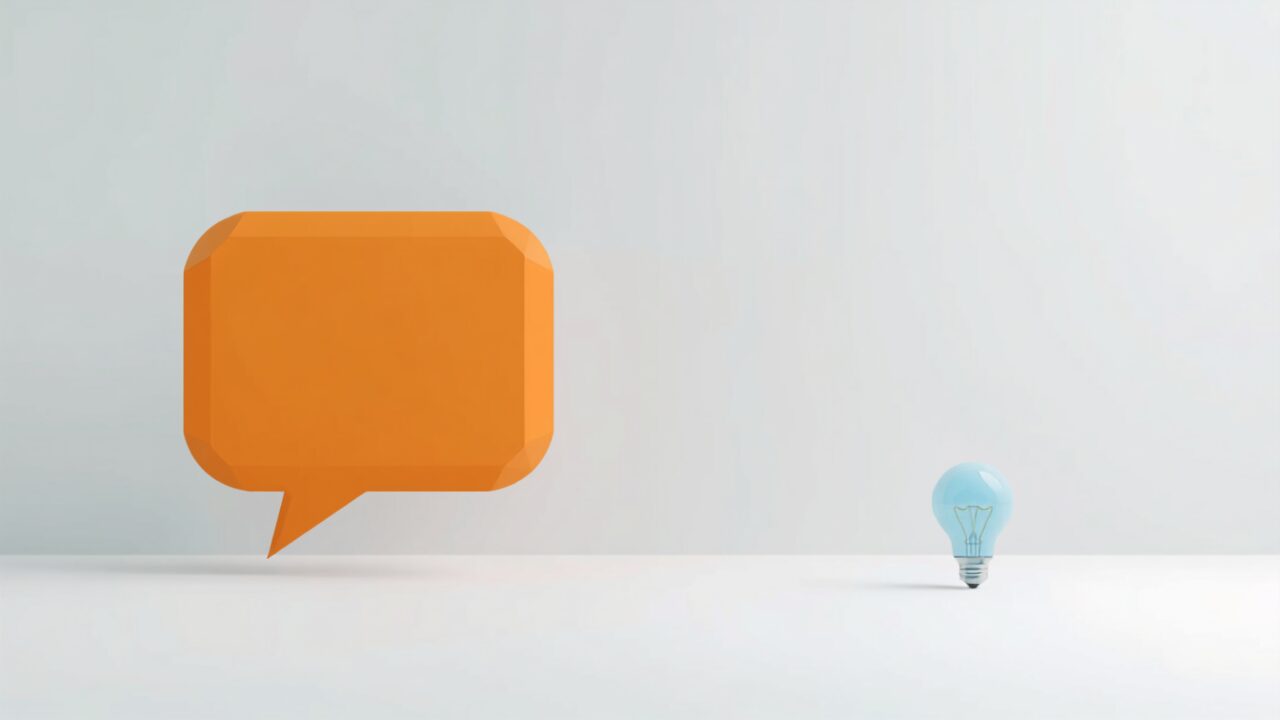 吹き出しと電球でよくある質問を表すイラスト