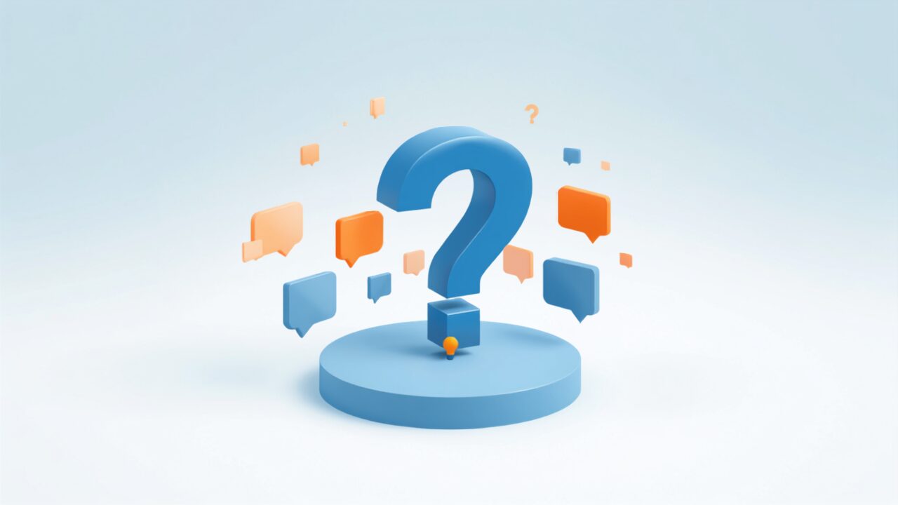 よくある質問を表す質問マークと吹き出しのイラスト