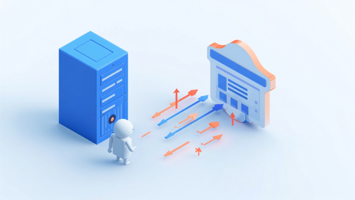 ページ内のJavaScriptがサーバーへリクエストを発生させる様子のイラスト
