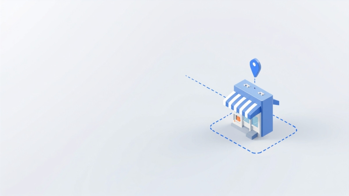 Googleで予約の仕組みを表した店舗と地図ピンのイラスト