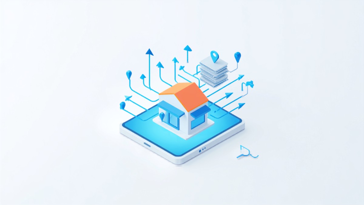 AIが店舗の説明を外部記事から取得する仕組みを表したイラスト