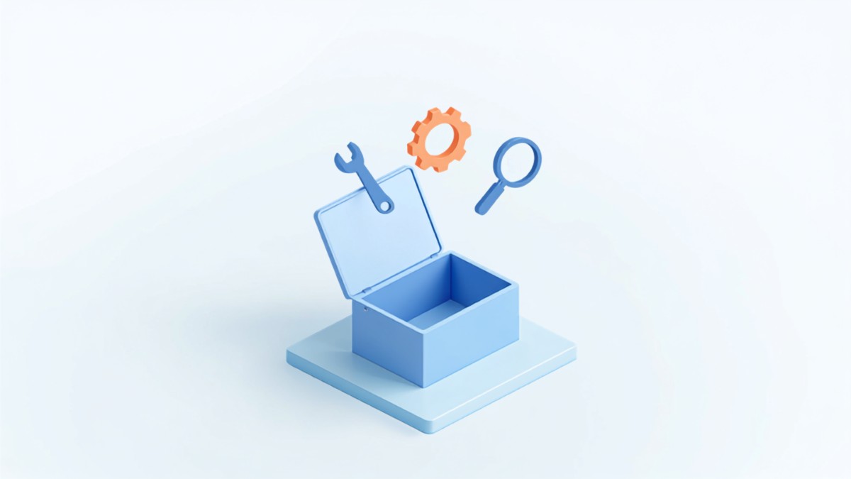 サジェスト調査に使うツールの選び方を表した道具箱のイラスト
