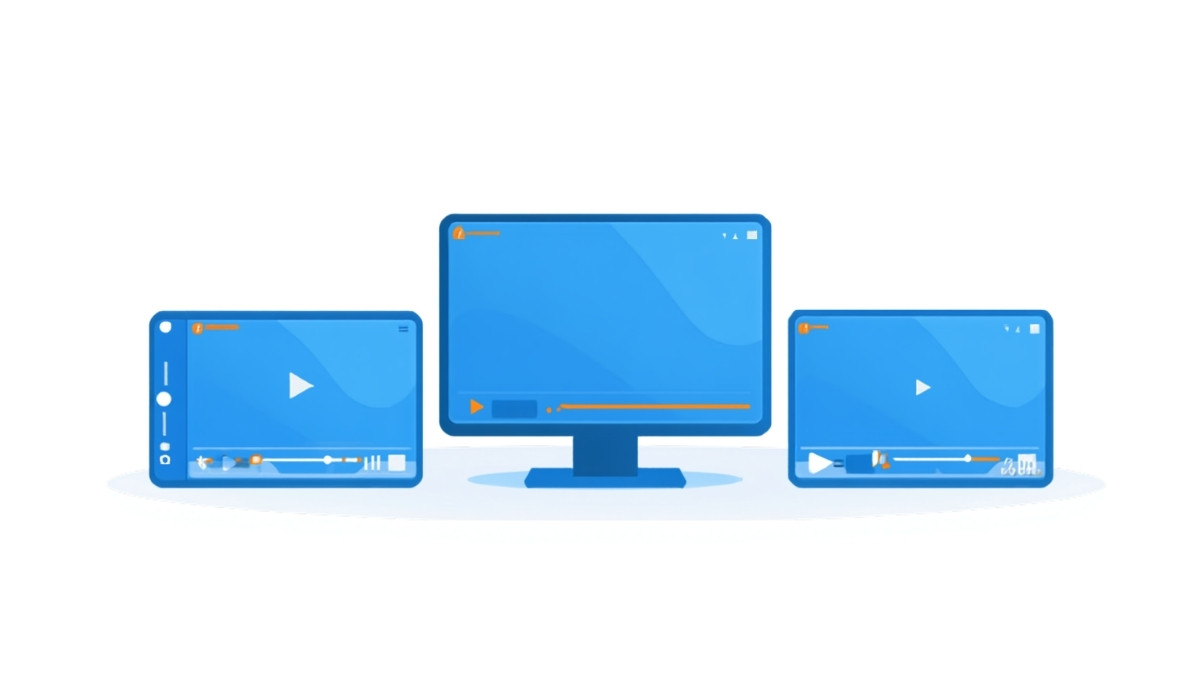 パソコン・タブレット・スマートフォンで動画が適切に表示される様子のイラスト