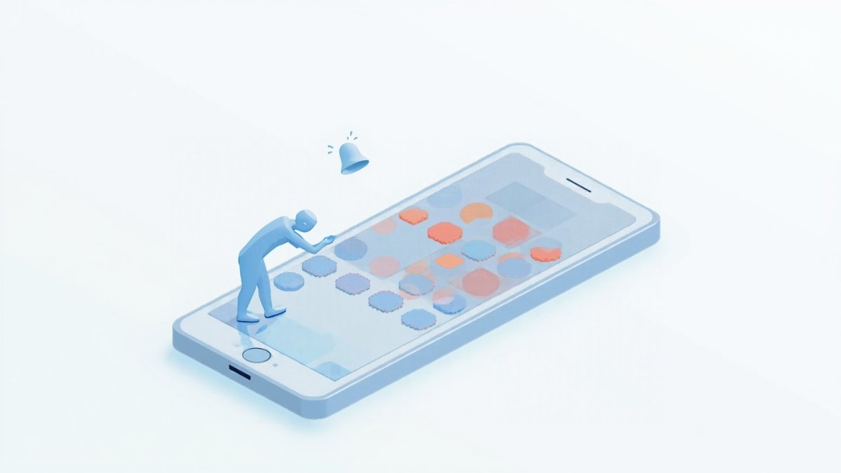 スマートフォンのホーム画面にWebアプリのアイコンを追加している様子のイラスト