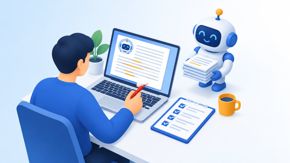 AIが書いた下書きを人が確認するイラスト