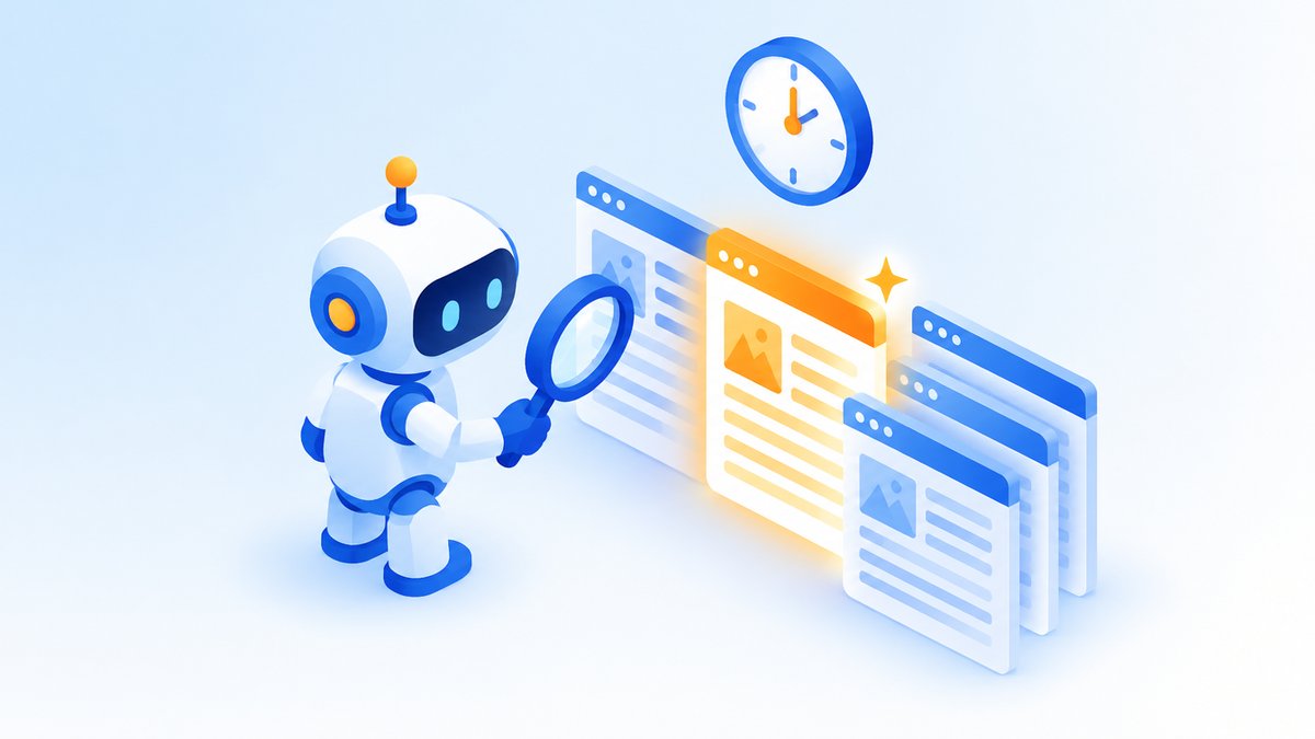 検索ロボットが更新されたページを読むイラスト